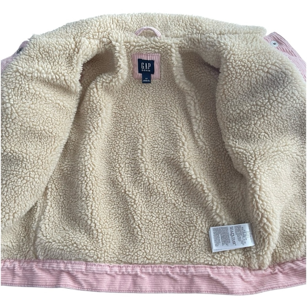 GAP Girls' Pink Corduroy Jacket with Cream Faux-Sherpa Collar - Picture 10 of 12